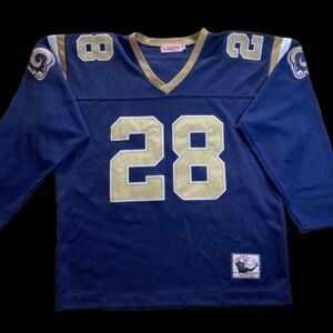 Vintage Mitchell & Ness Marshall Faulk Jersey – St. Louis Rams Blue – Oversized